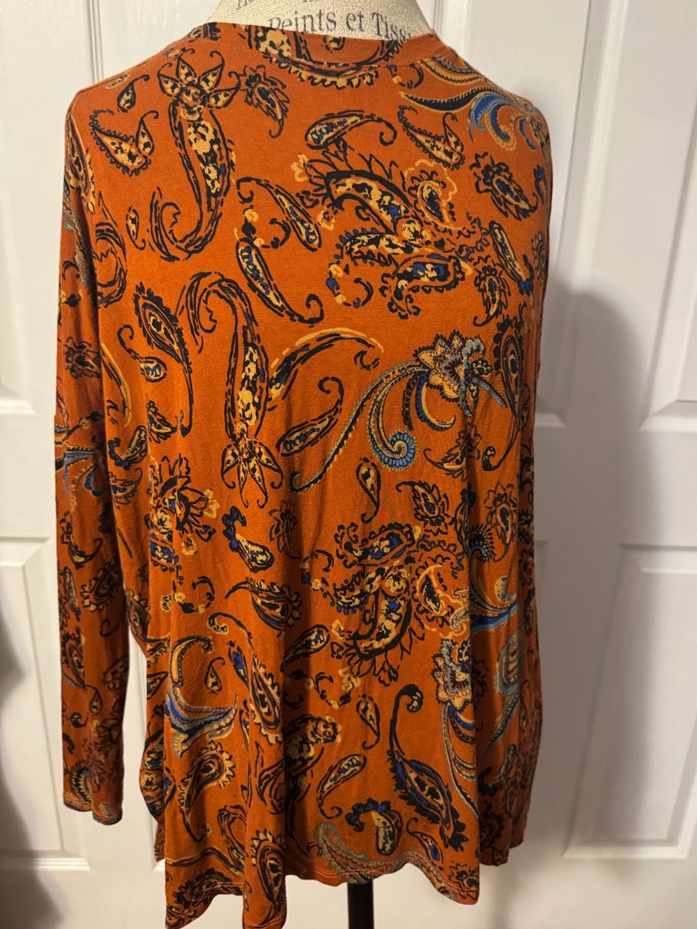 Maurices 24/7 Small Orange Paisley Long-Sleeve Shirt